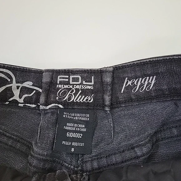 French‎ Dressing Blues FDJ Jeans Womens Size 8 Peggy Black Wide Straight Leg - Picture 2 of 12